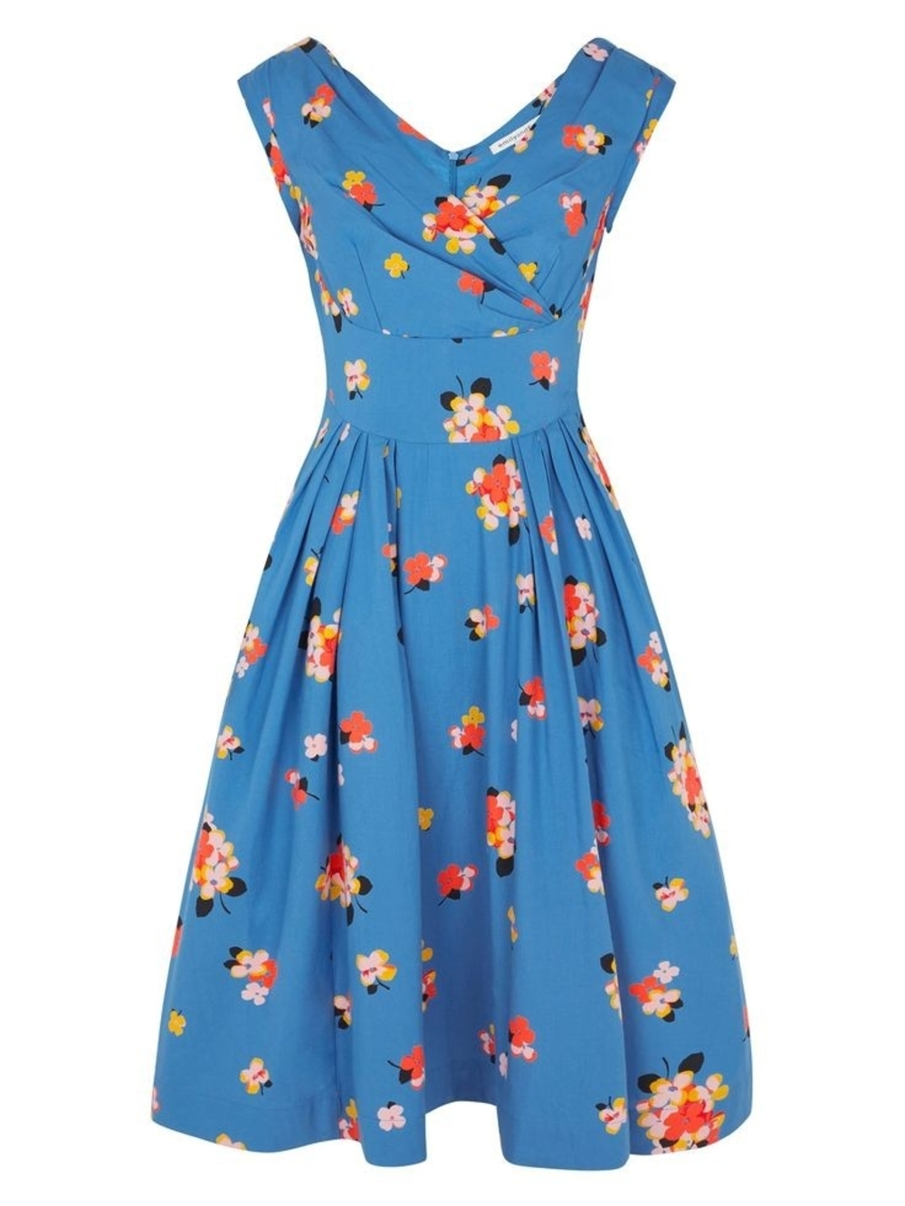 Emily And Fin Florence Blue Floral Fit-and-Flare Dress Size 16UK